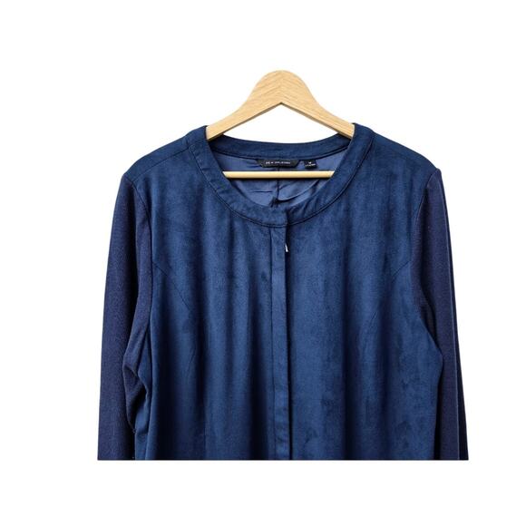 H By Halston Long Blue Suede Cardigan Sweater Jacket 16 - Picture 3 of 8